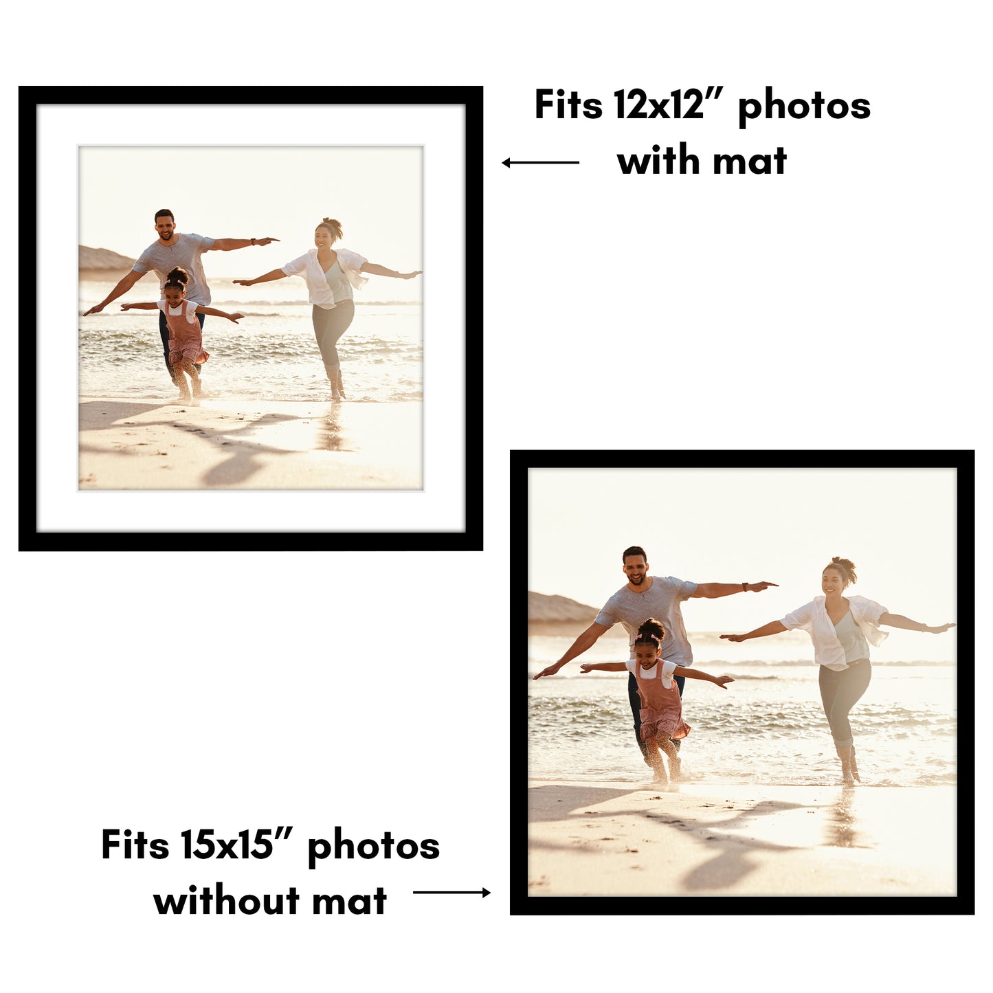 Picture Frame 2 Pack | With Mat | Protective Plexiglass Cover | Wall Decor