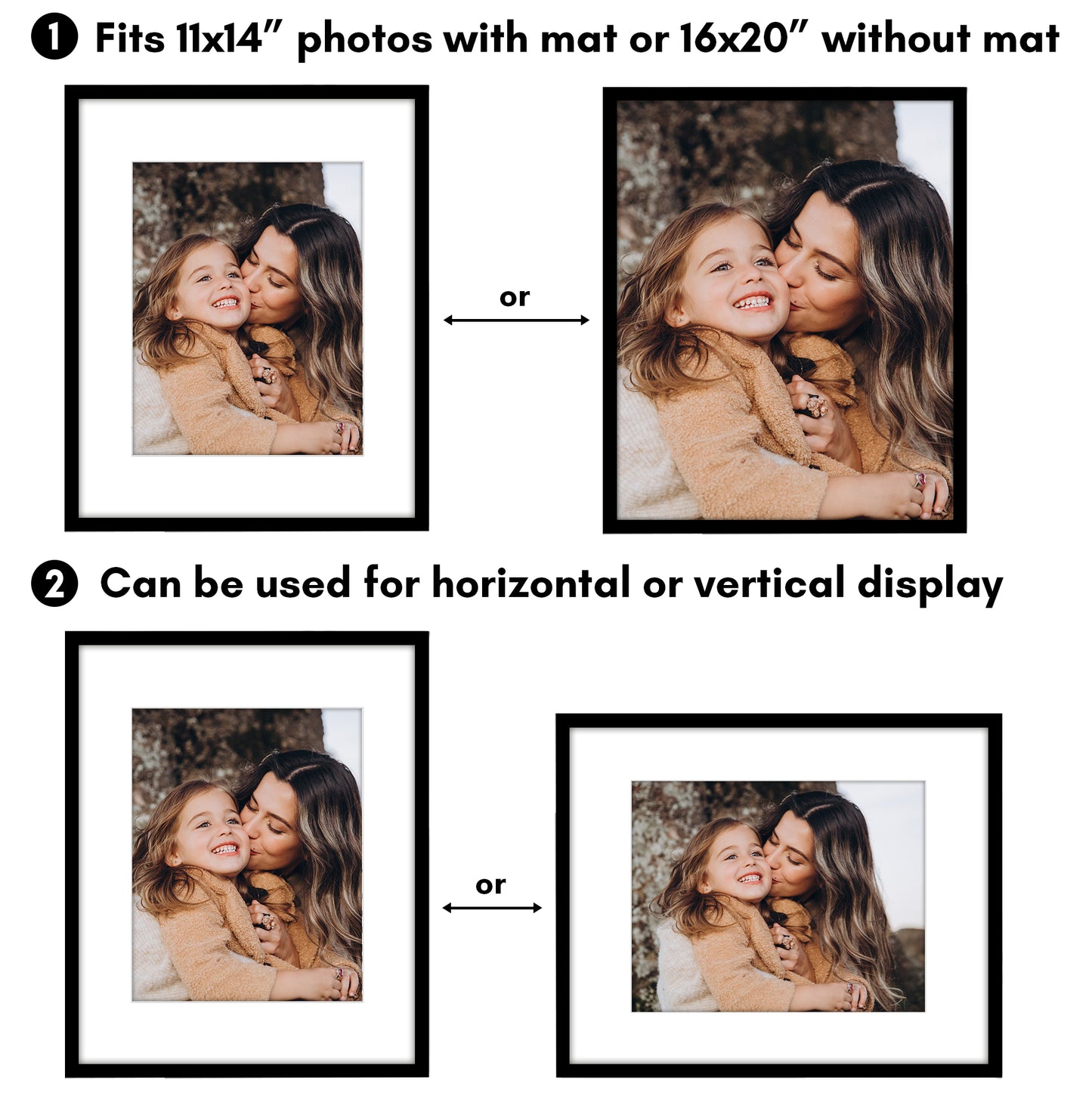 Picture Frame 2 Pack | With Mat | Protective Plexiglass Cover | Wall Decor