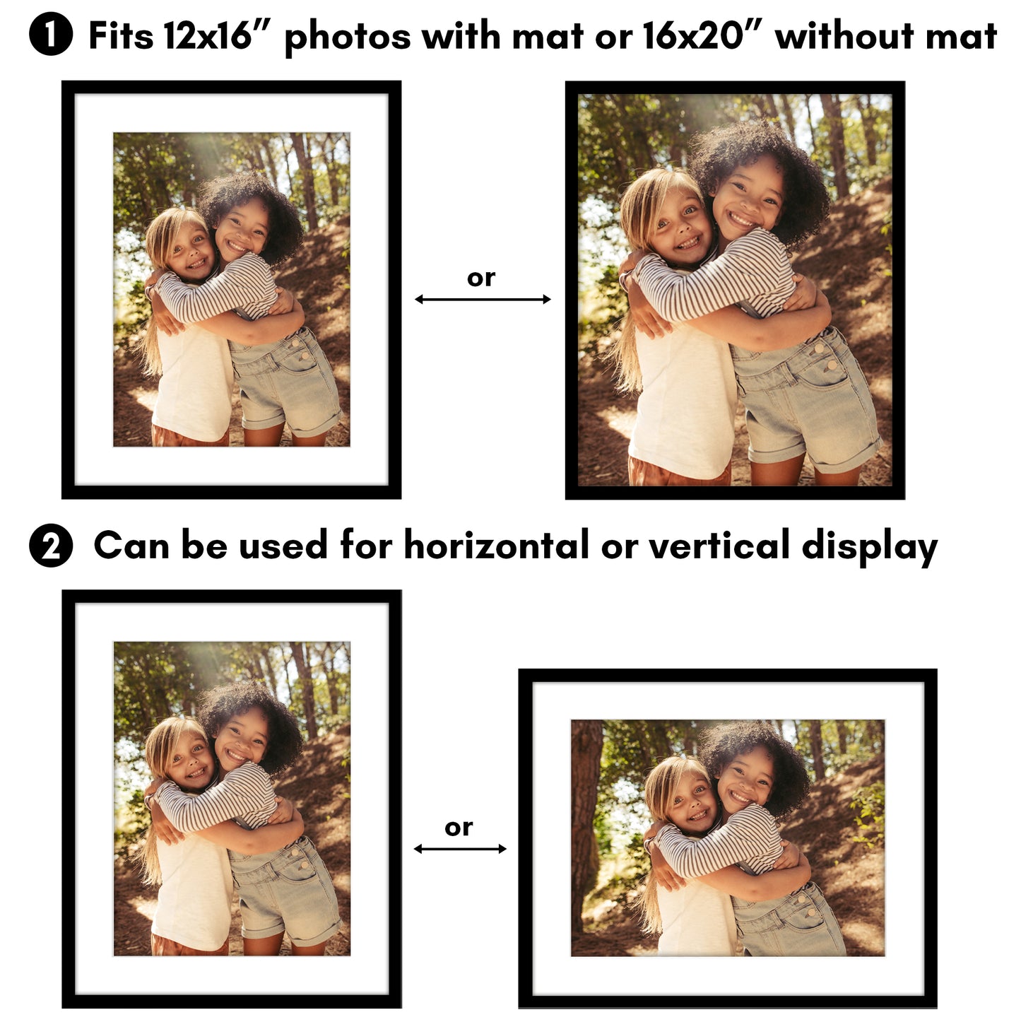 Picture Frame 2 Pack | With Mat | Protective Plexiglass Cover | Wall Decor