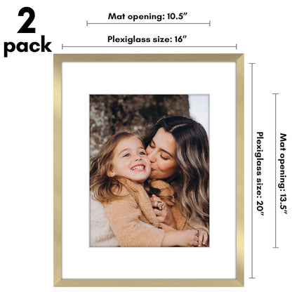 Picture Frame 2 Pack | With Mat | Protective Plexiglass Cover | Wall Decor