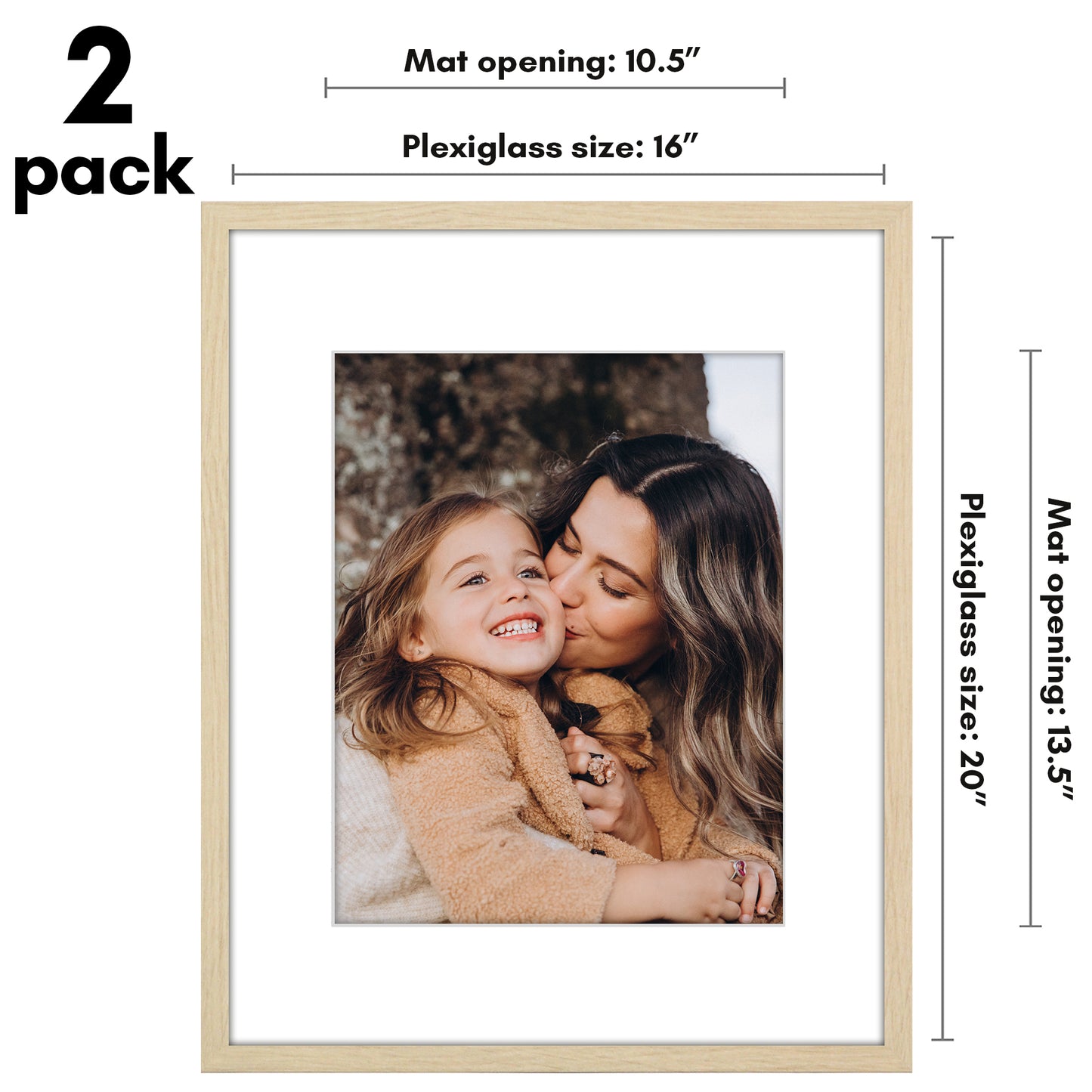 Picture Frame 2 Pack | With Mat | Protective Plexiglass Cover | Wall Decor