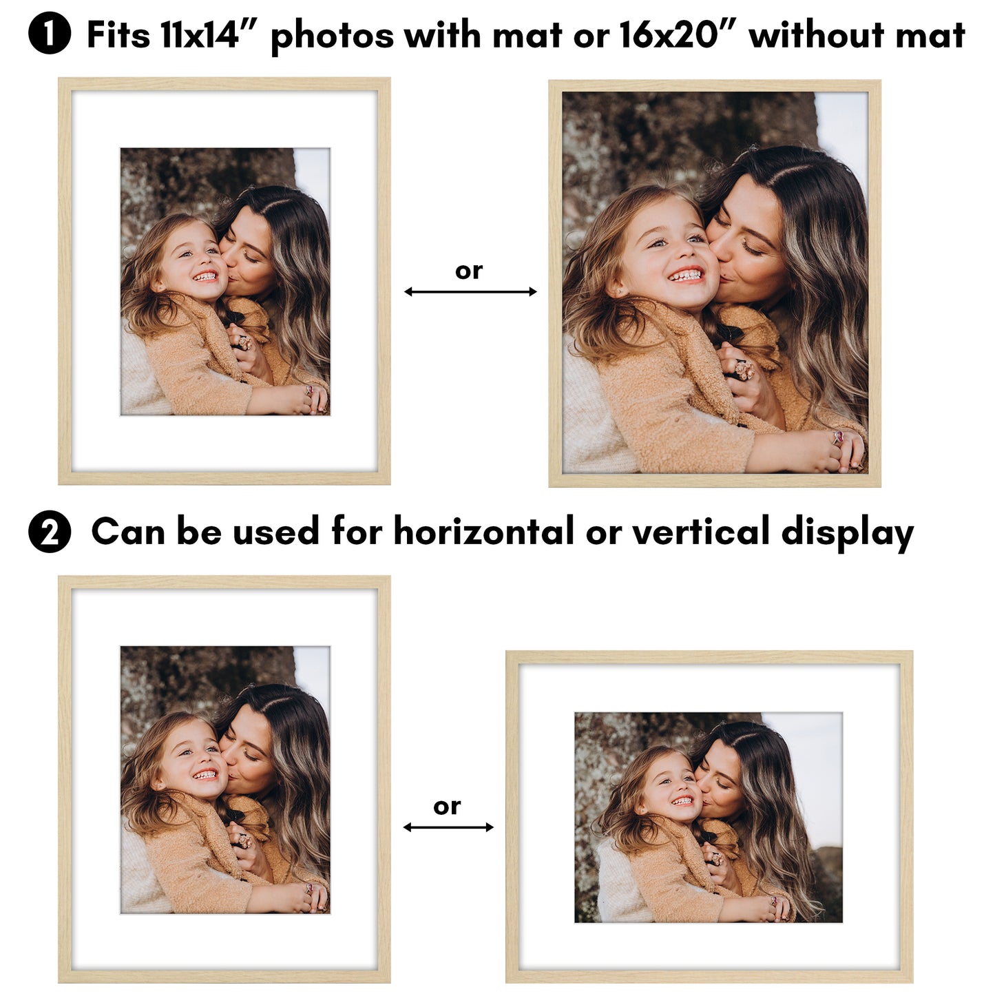 Picture Frame 2 Pack | With Mat | Protective Plexiglass Cover | Wall Decor