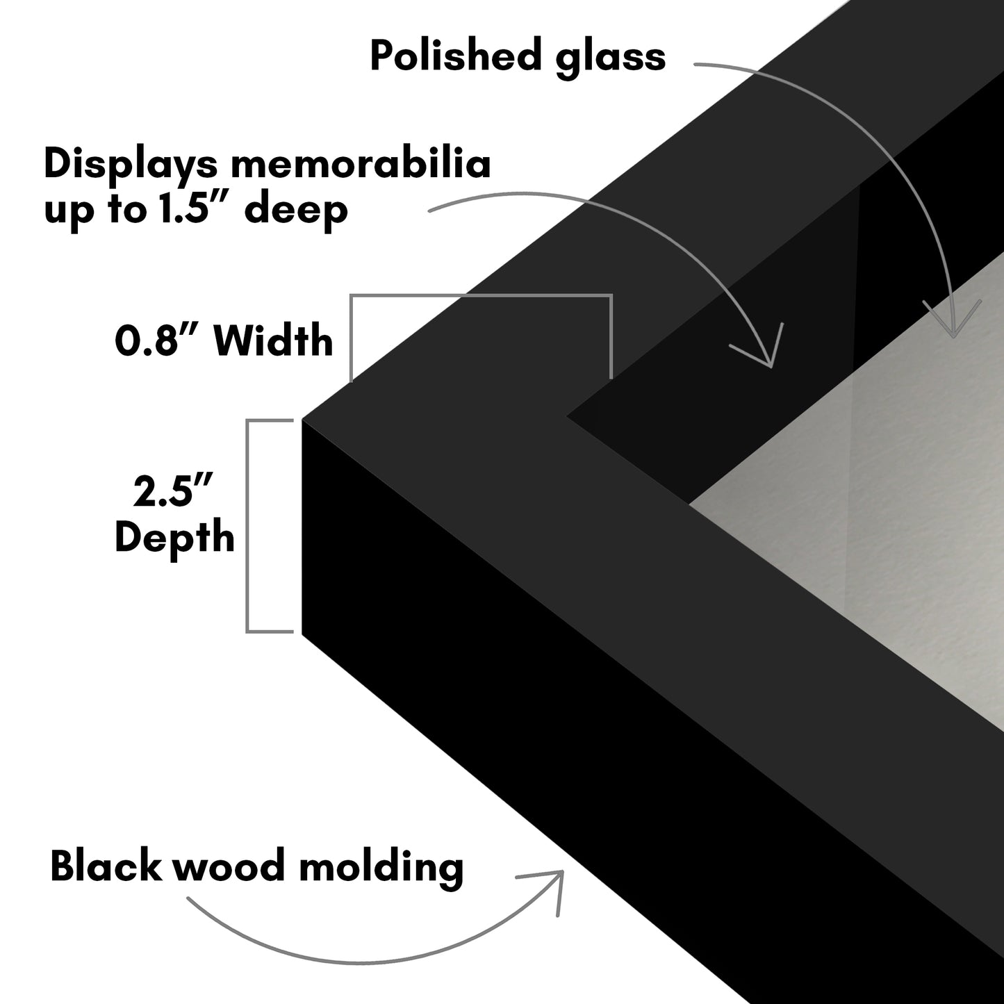 Shadow Box Frame | Deep Display | Shatter-Resistant Glass | Wall Decor