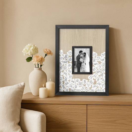 Americanflat 12x16 Wedding Shower Guest Book | Includes 80 Heart Tokens | Black