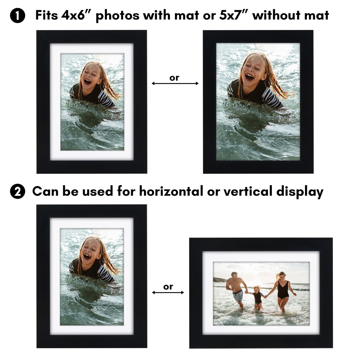 Picture Frame | Gallery Style | With Mat | Protective Glass | Wall Art Display
