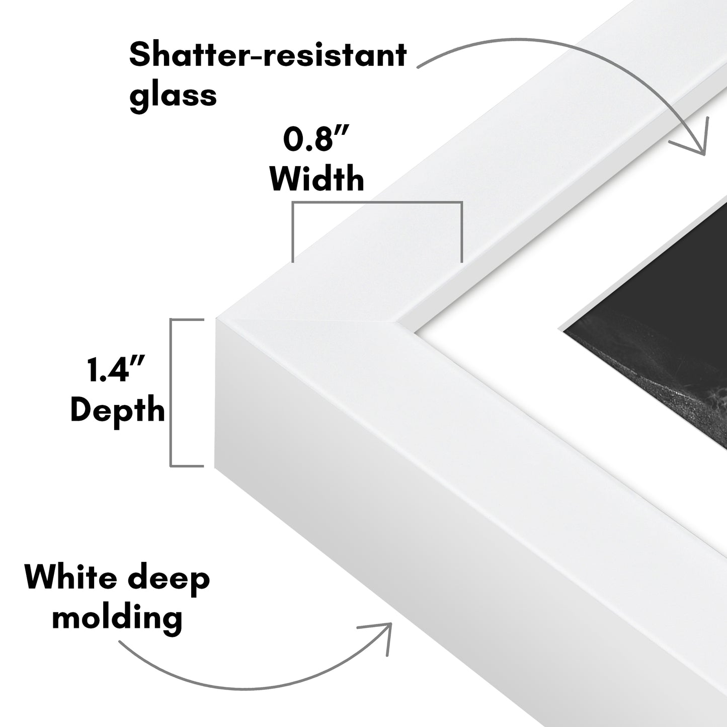 Picture Frame | Gallery Style | With Mat | Protective Glass | Wall Art Display