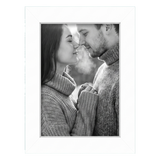 White 5x7 Soho frame with a wide white mat, a couple nose to nose in the cold 