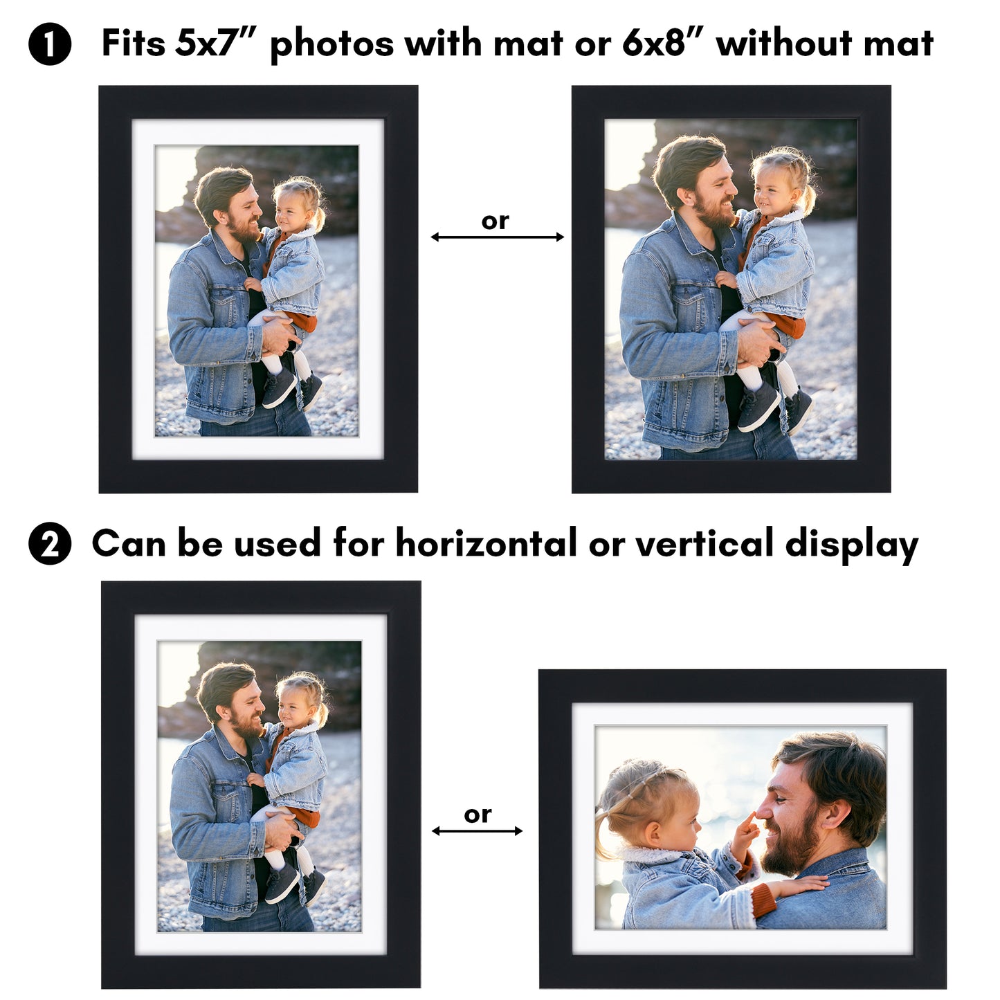Picture Frame | Gallery Style | With Mat | Protective Glass | Wall Art Display
