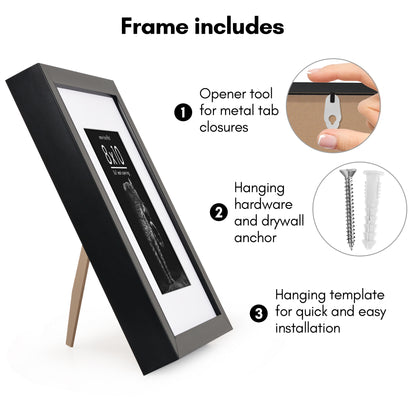 Picture Frame | Gallery Style | With Mat | Protective Glass | Wall Art Display