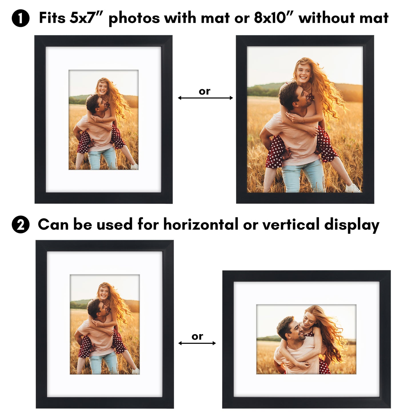 Picture Frame | Gallery Style | With Mat | Protective Glass | Wall Art Display