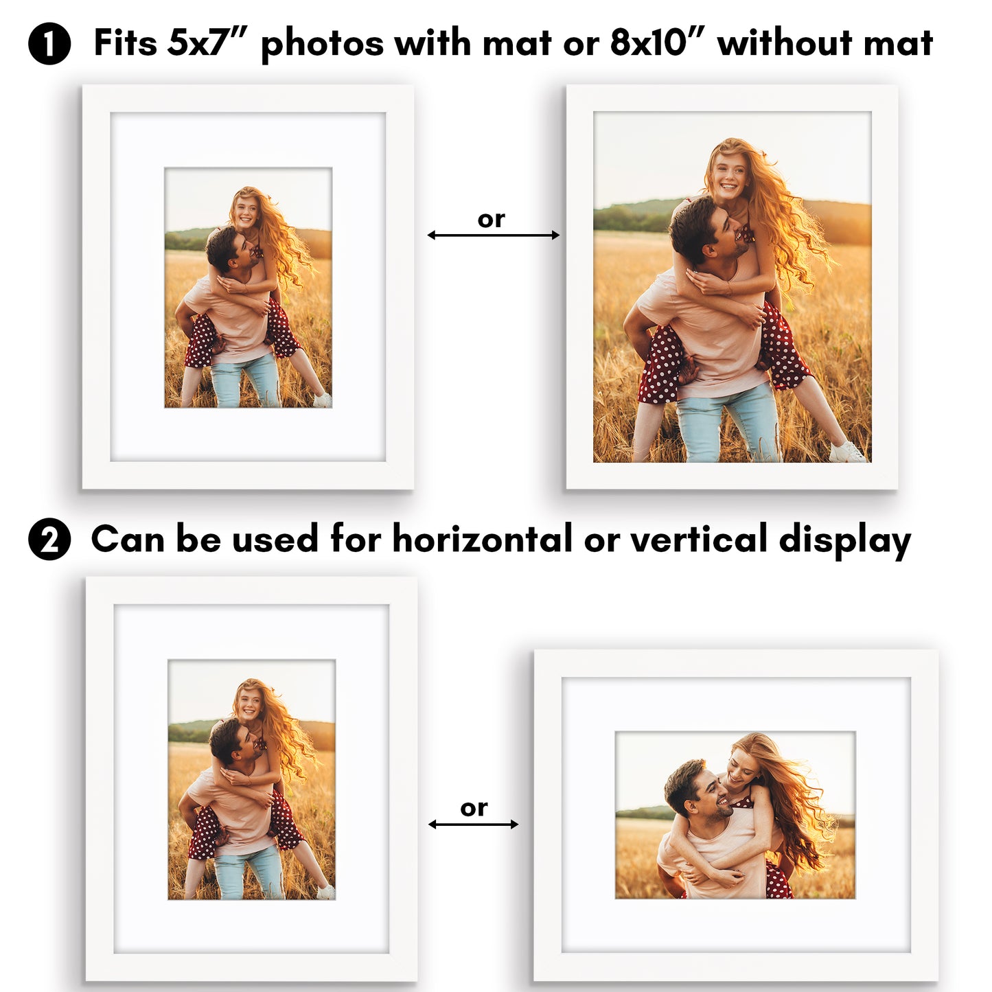 Picture Frame | Gallery Style | With Mat | Protective Glass | Wall Art Display