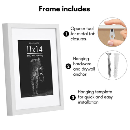 Picture Frame | Gallery Style | With Mat | Protective Glass | Wall Art Display