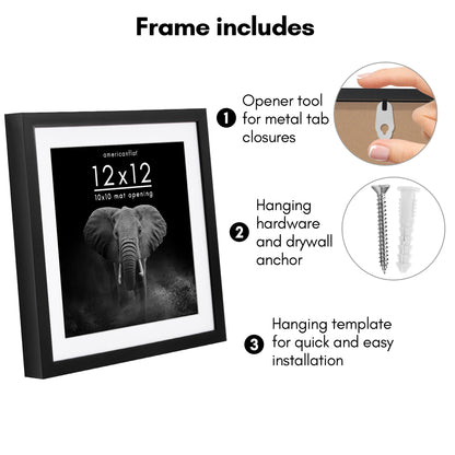 Picture Frame | Gallery Style | With Mat | Protective Glass | Wall Art Display
