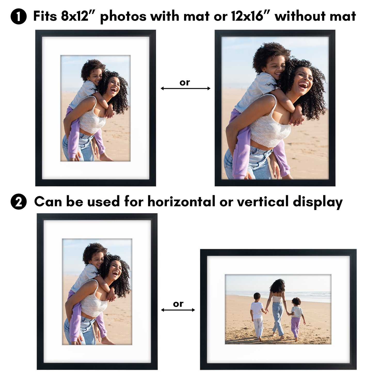 Picture Frame | Gallery Style | With Mat | Protective Glass | Wall Art Display