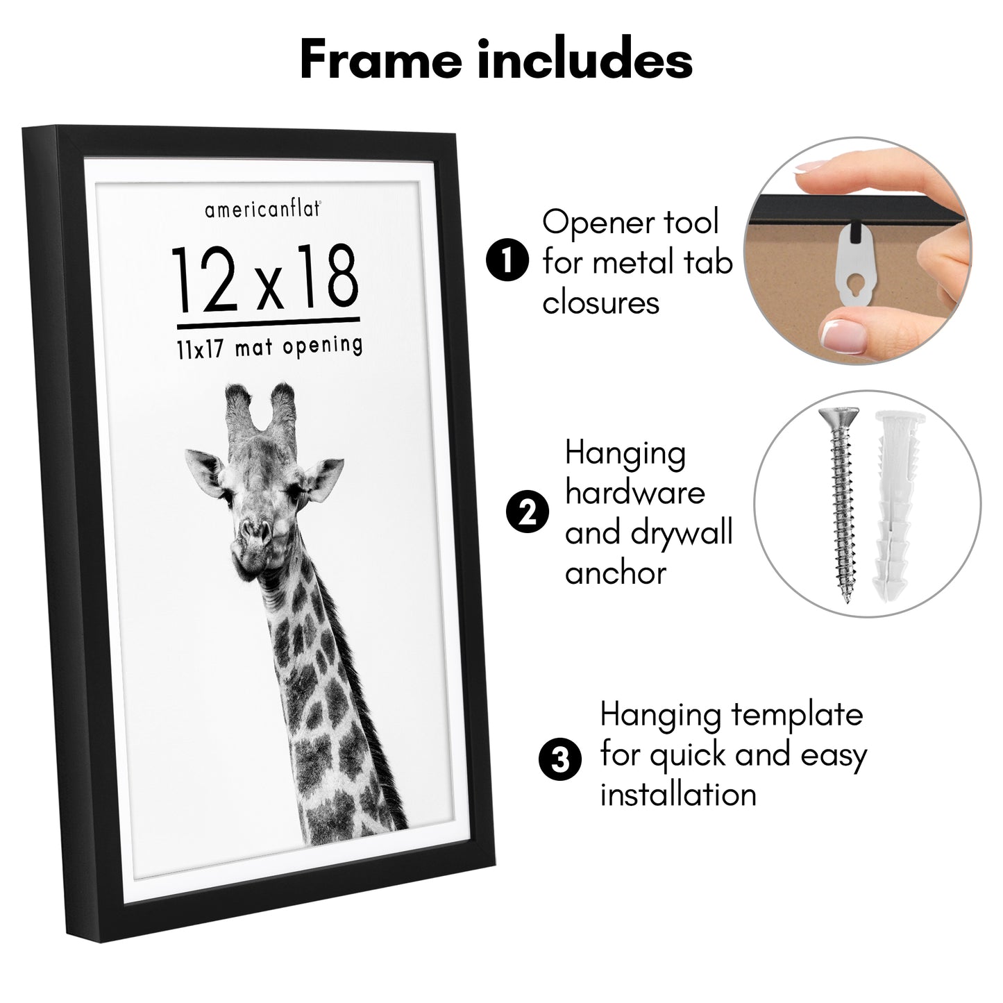 Picture Frame | Gallery Style | With Mat | Protective Glass | Wall Art Display