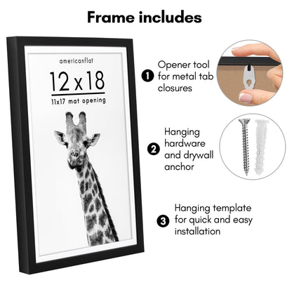Picture Frame | Gallery Style | With Mat | Protective Glass | Wall Art Display