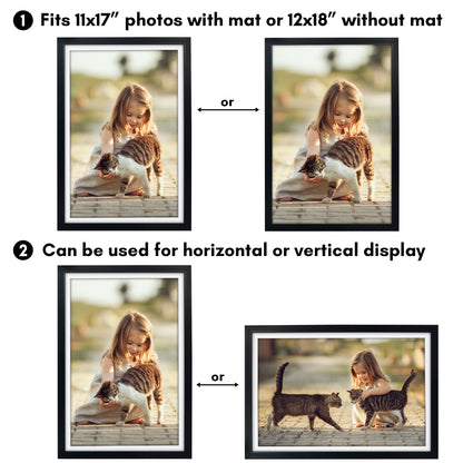 Picture Frame | Gallery Style | With Mat | Protective Glass | Wall Art Display
