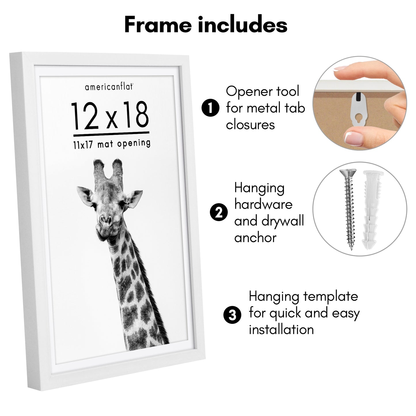 Picture Frame | Gallery Style | With Mat | Protective Glass | Wall Art Display