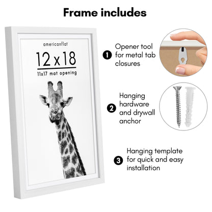 Picture Frame | Gallery Style | With Mat | Protective Glass | Wall Art Display