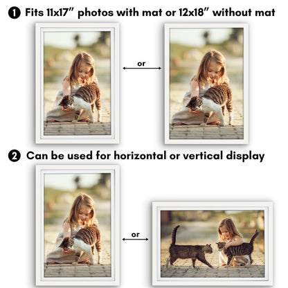 Picture Frame | Gallery Style | With Mat | Protective Glass | Wall Art Display
