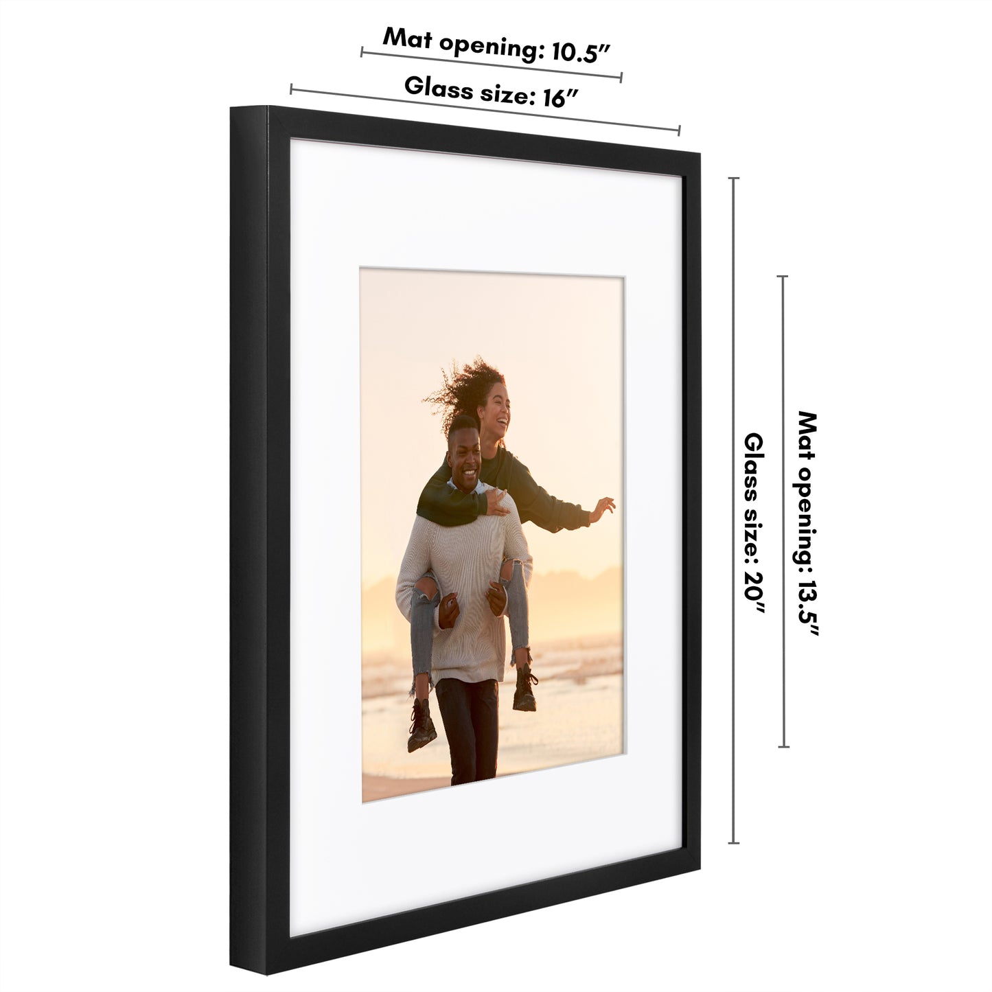 Picture Frame | Gallery Style | With Mat | Protective Glass | Wall Art Display
