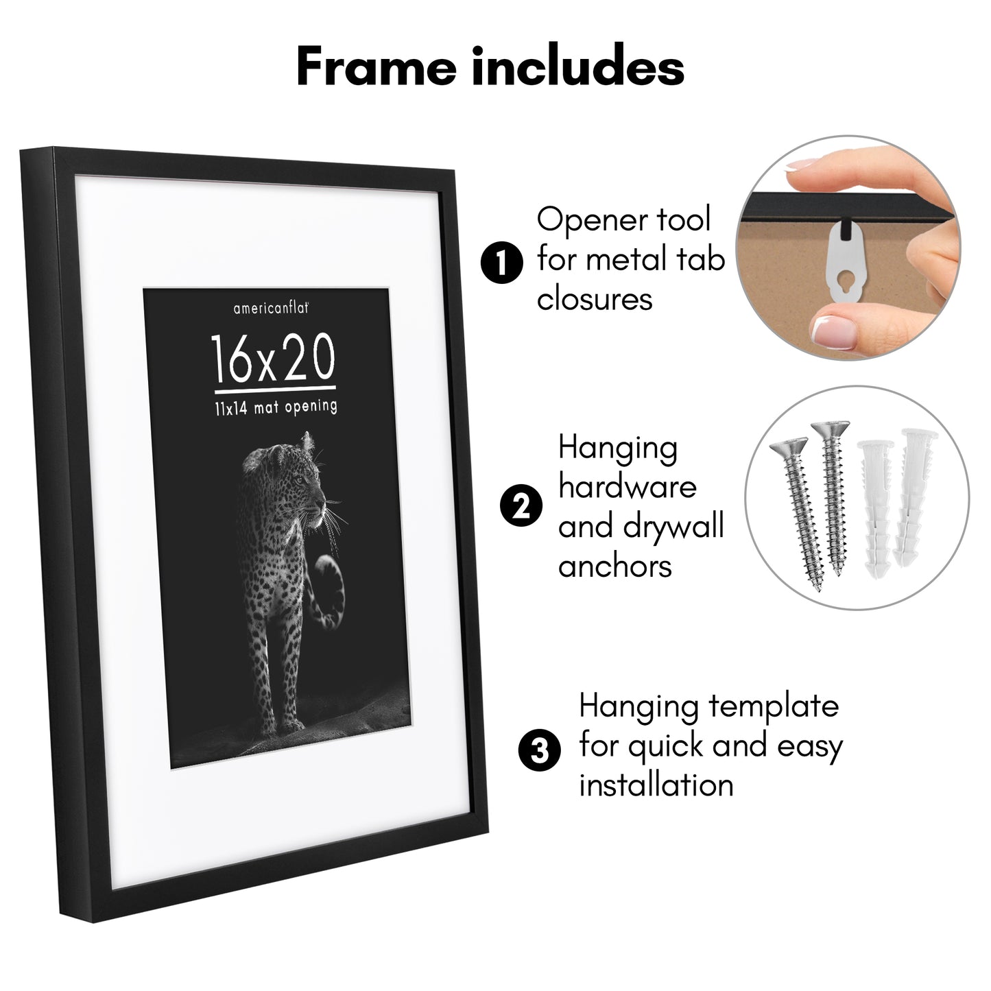 Picture Frame | Gallery Style | With Mat | Protective Glass | Wall Art Display