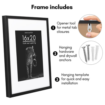 Picture Frame | Gallery Style | With Mat | Protective Glass | Wall Art Display
