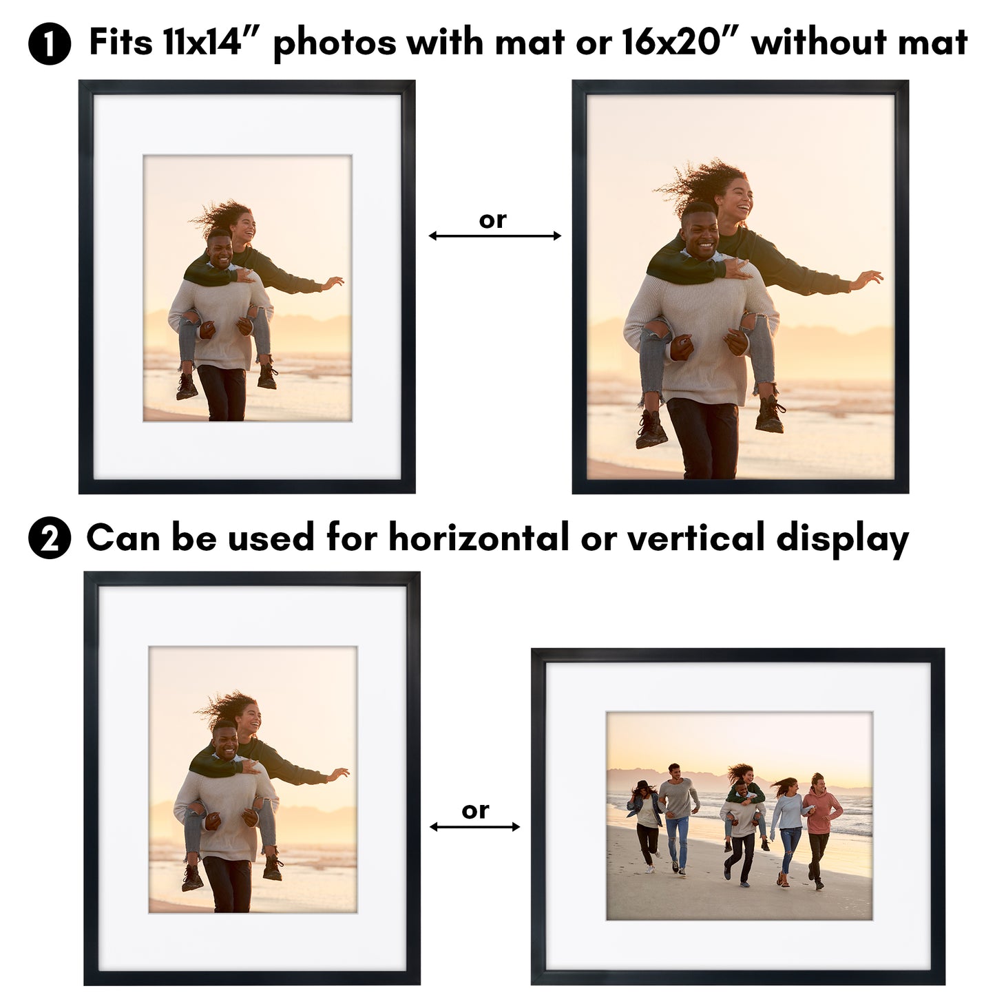 Picture Frame | Gallery Style | With Mat | Protective Glass | Wall Art Display