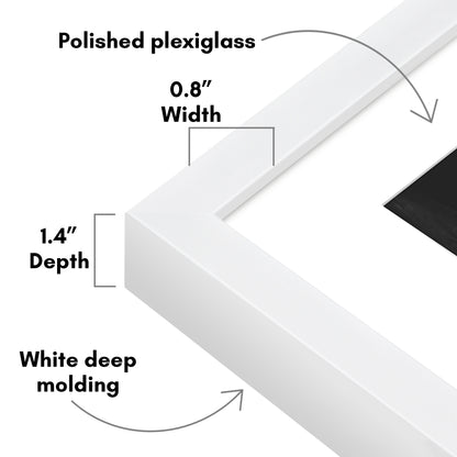 Picture Frame | Gallery Style | With Mat | Protective Glass | Wall Art Display