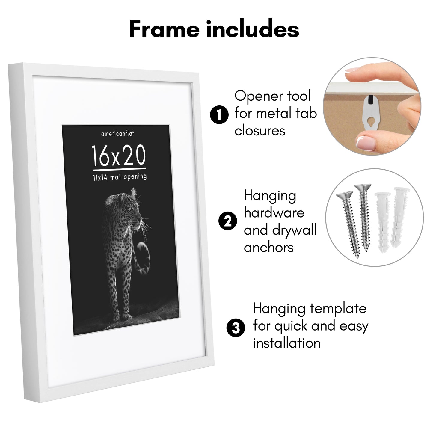 Picture Frame | Gallery Style | With Mat | Protective Glass | Wall Art Display