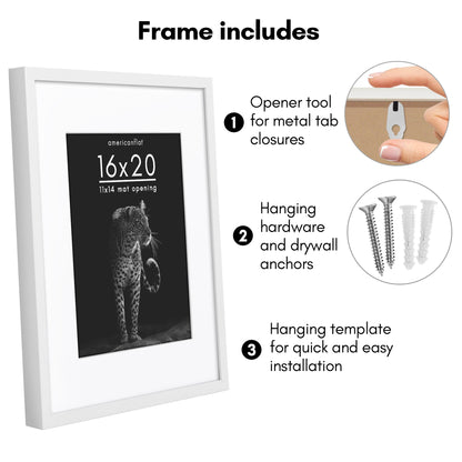 Picture Frame | Gallery Style | With Mat | Protective Glass | Wall Art Display