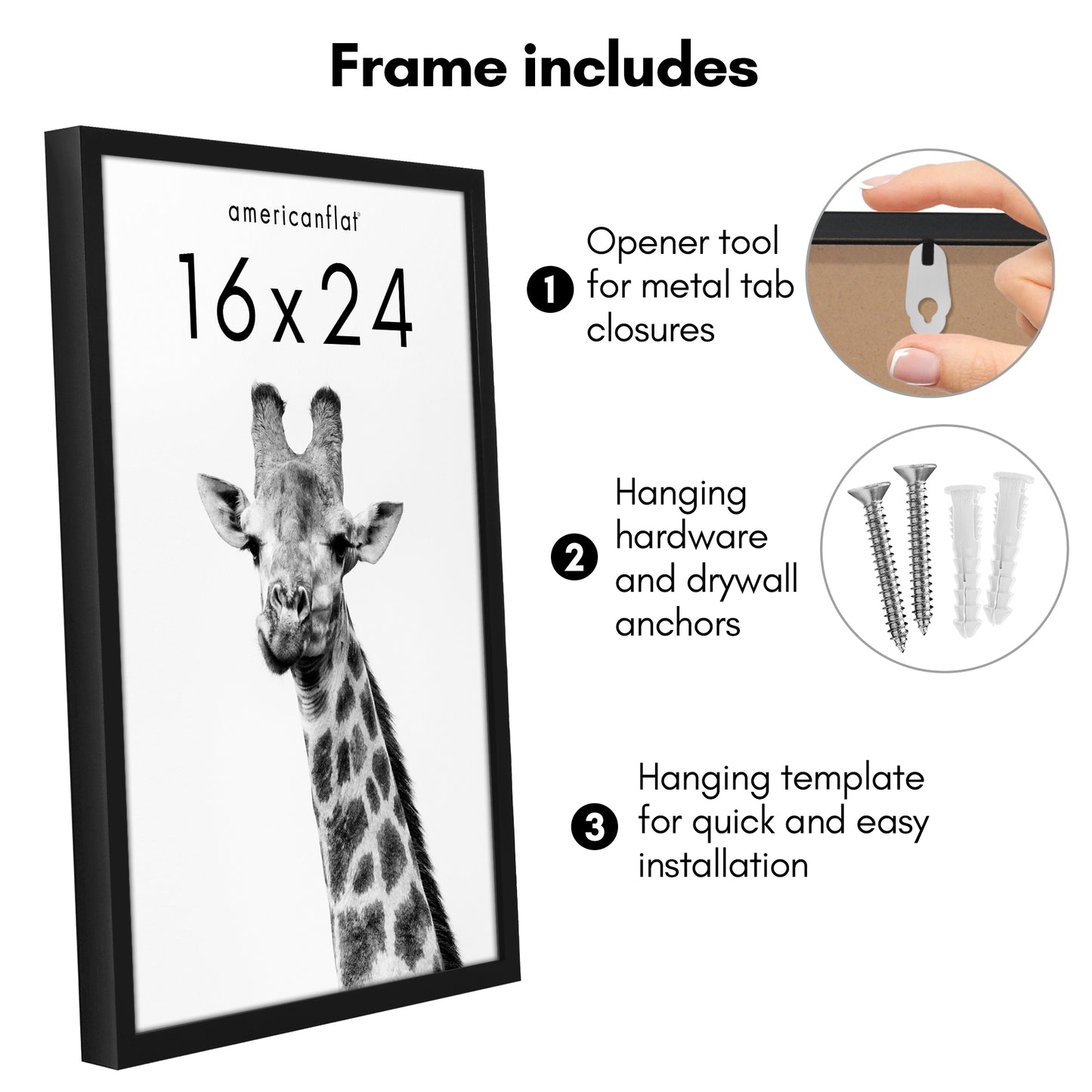 Deep Molding Picture Frame | Americanflat | No Mat | Modern - Premium Quality