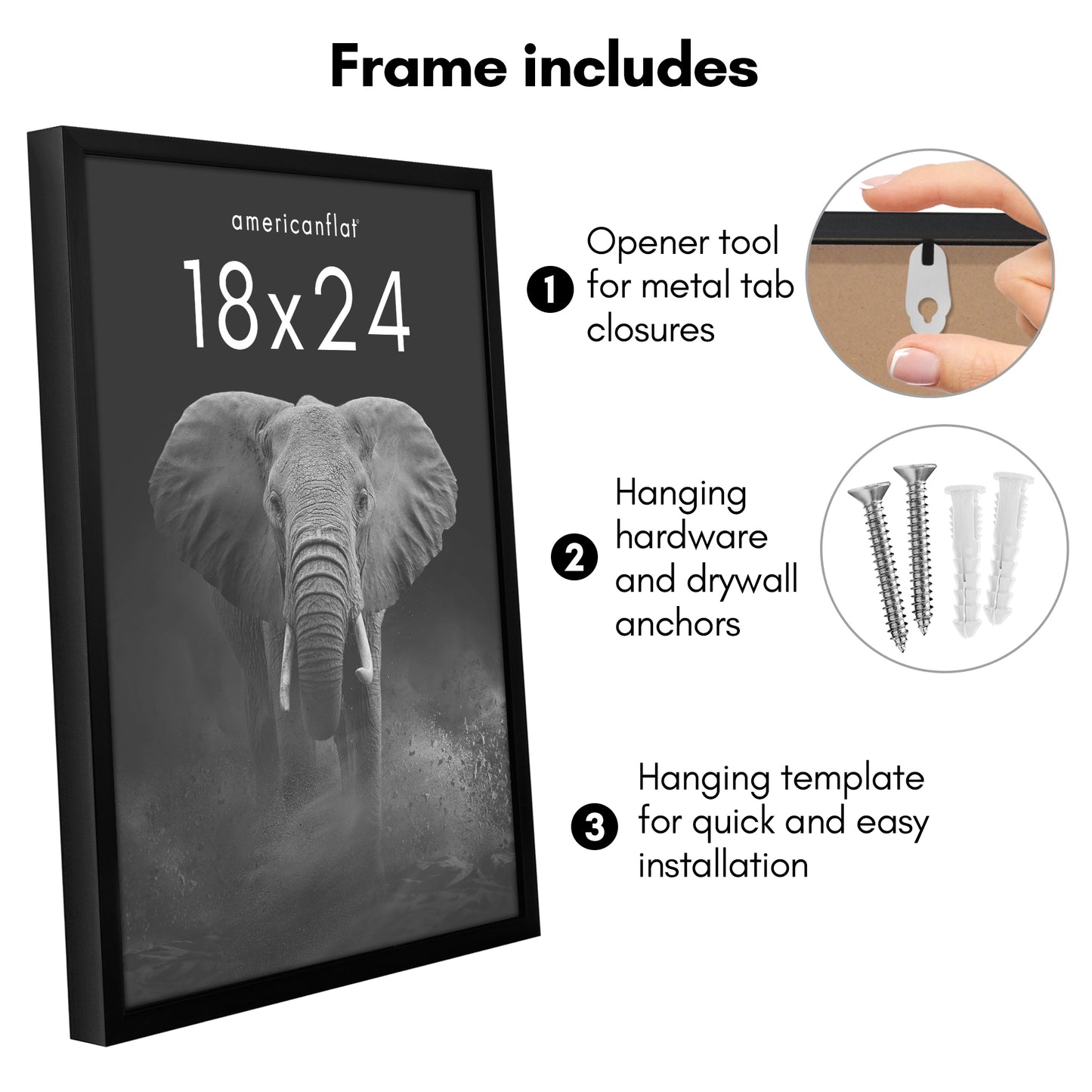 Deep Molding Picture Frame | Americanflat | No Mat | Modern - Premium Quality