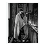 White 18x24 Soho frame with a wide white mat, a couple wrapped in a blanket 