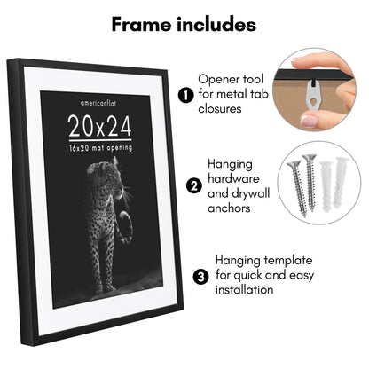 Picture Frame | Gallery Style | With Mat | Protective Glass | Wall Art Display