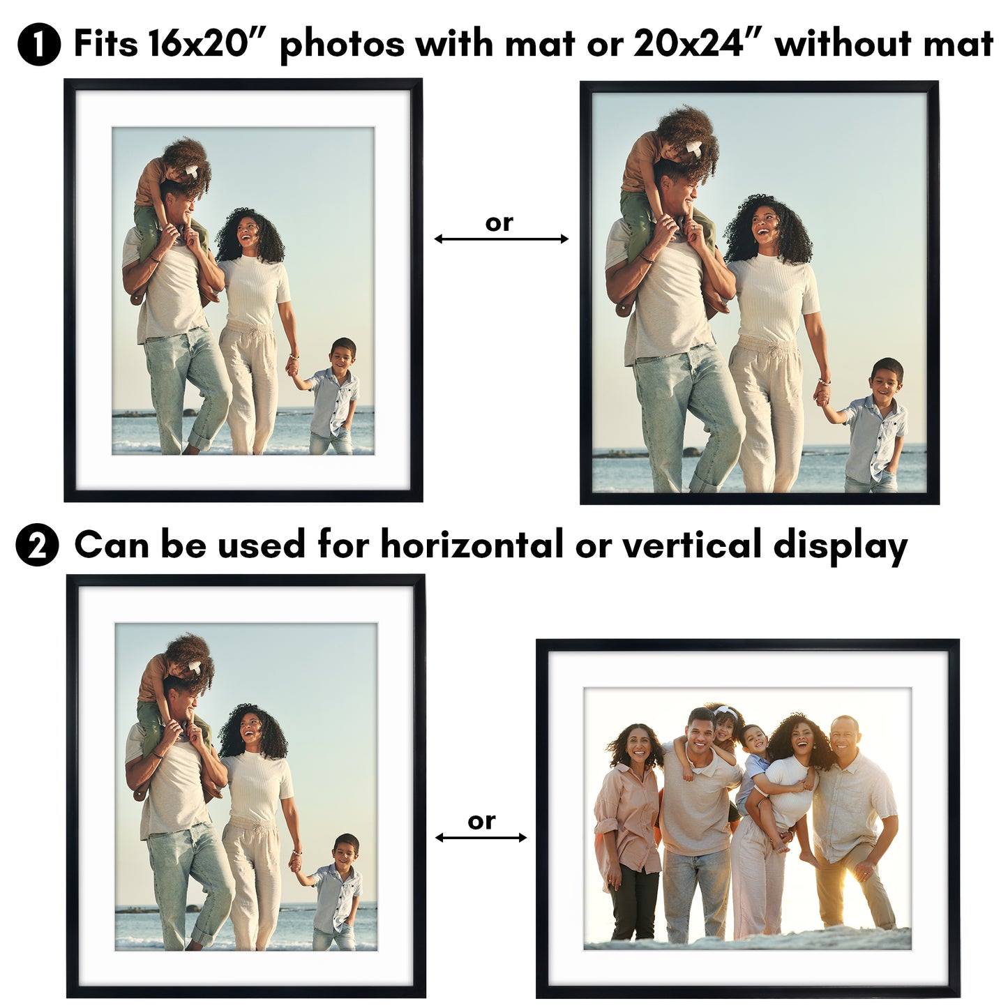 Picture Frame | Gallery Style | With Mat | Protective Glass | Wall Art Display