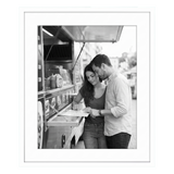 White 20x24 Soho frame, white mat opening to 16x20, a couple at a food truck 