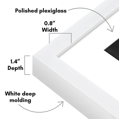 Picture Frame | Gallery Style | With Mat | Protective Glass | Wall Art Display