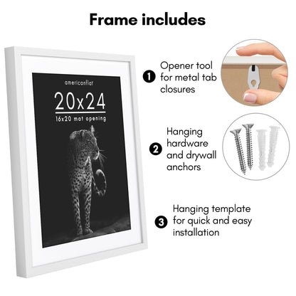 Picture Frame | Gallery Style | With Mat | Protective Glass | Wall Art Display