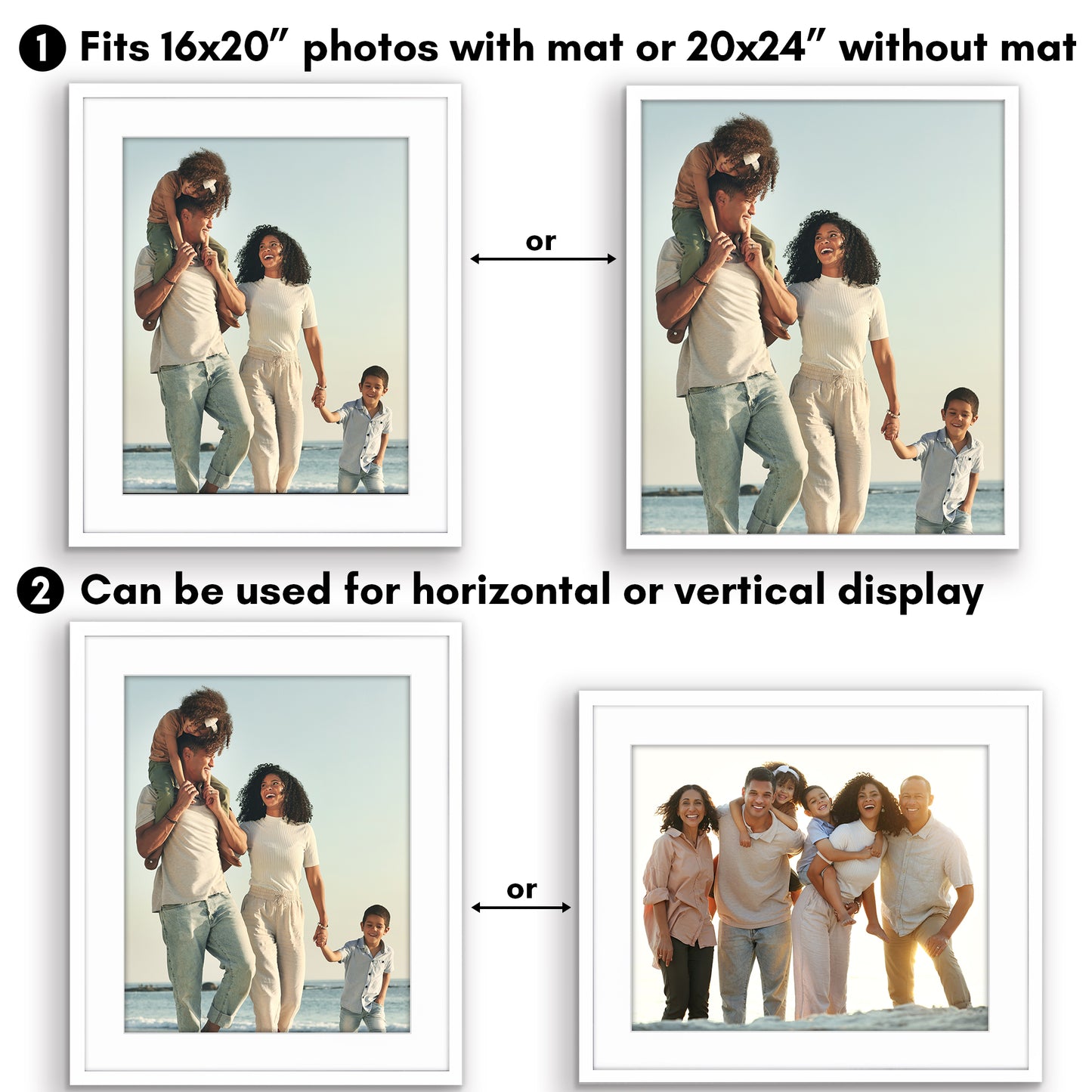 Picture Frame | Gallery Style | With Mat | Protective Glass | Wall Art Display