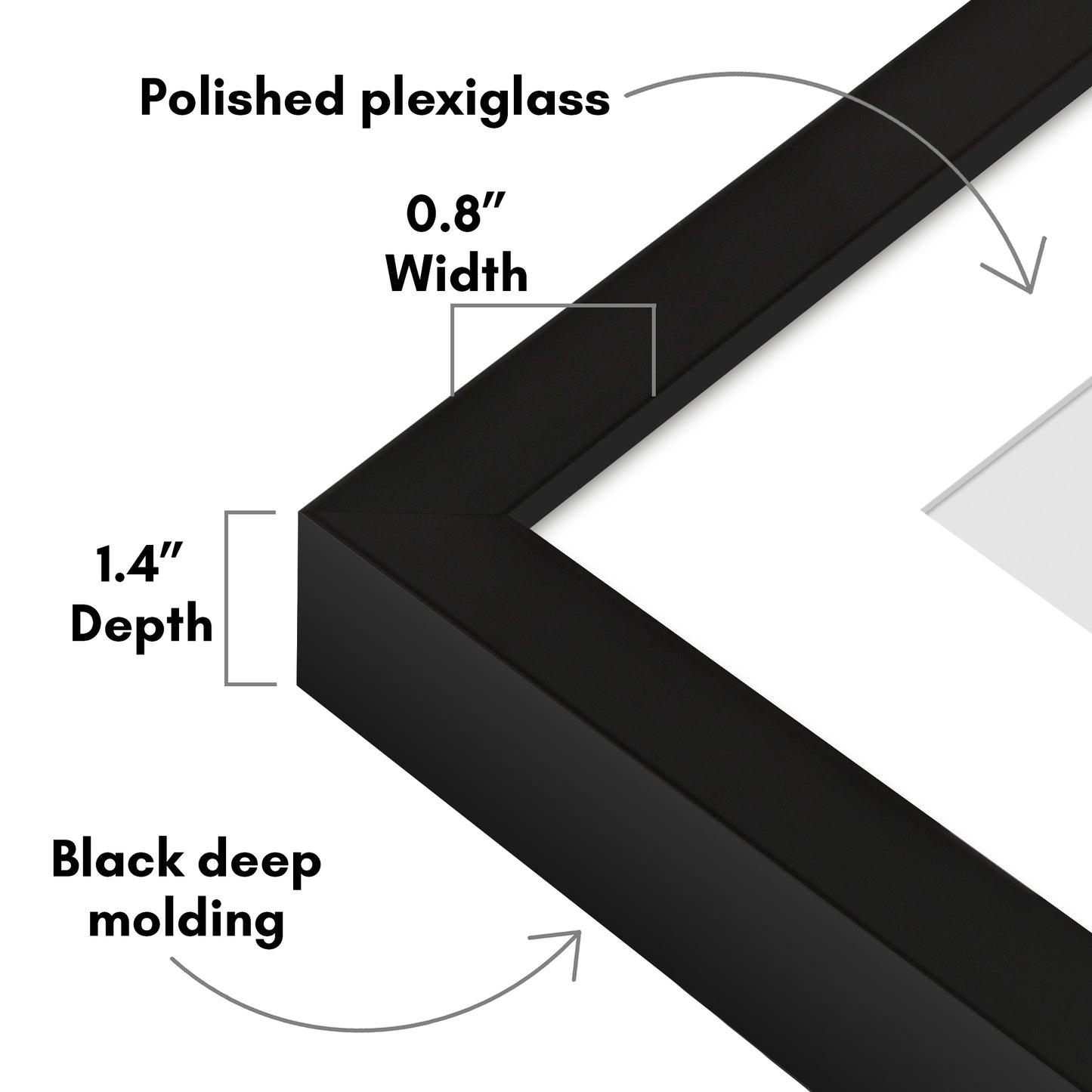 Picture Frame | Gallery Style | With Mat | Protective Glass | Wall Art Display