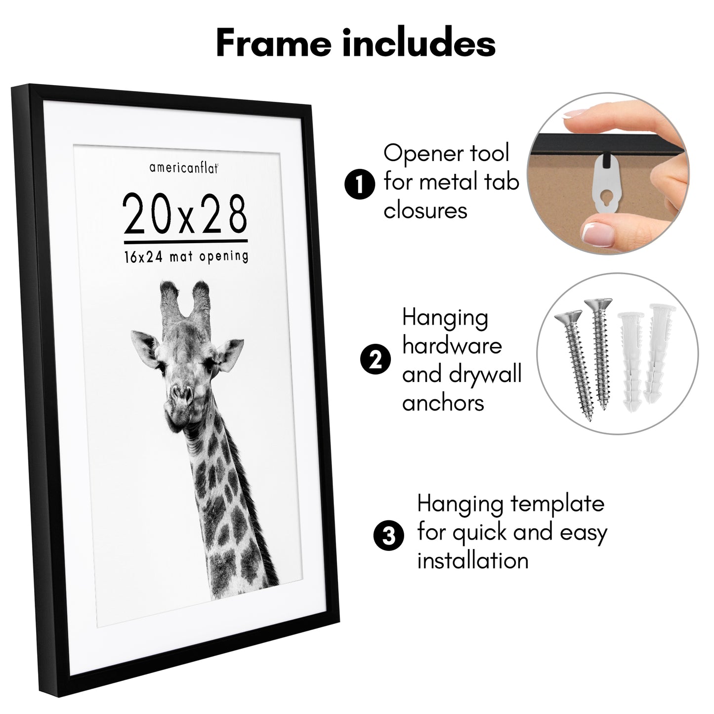 Picture Frame | Gallery Style | With Mat | Protective Glass | Wall Art Display