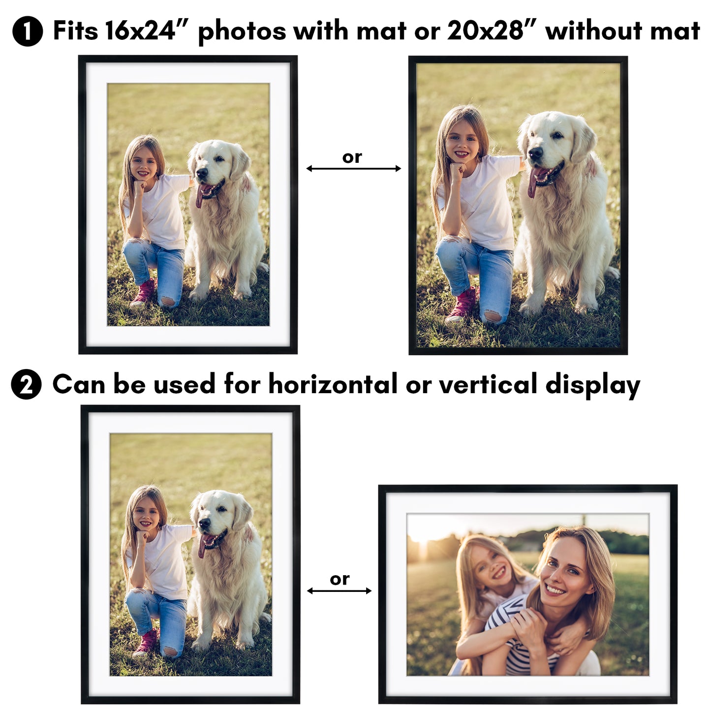 Picture Frame | Gallery Style | With Mat | Protective Glass | Wall Art Display