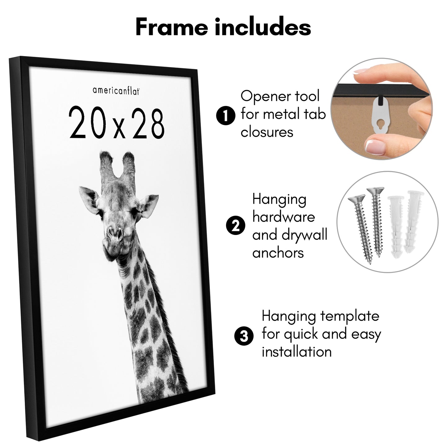 Deep Molding Picture Frame | Americanflat | No Mat | Modern - Premium Quality