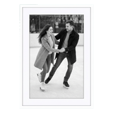 White 20x28 Soho frame, white mat opening to 16x24, a couple ice skating 
