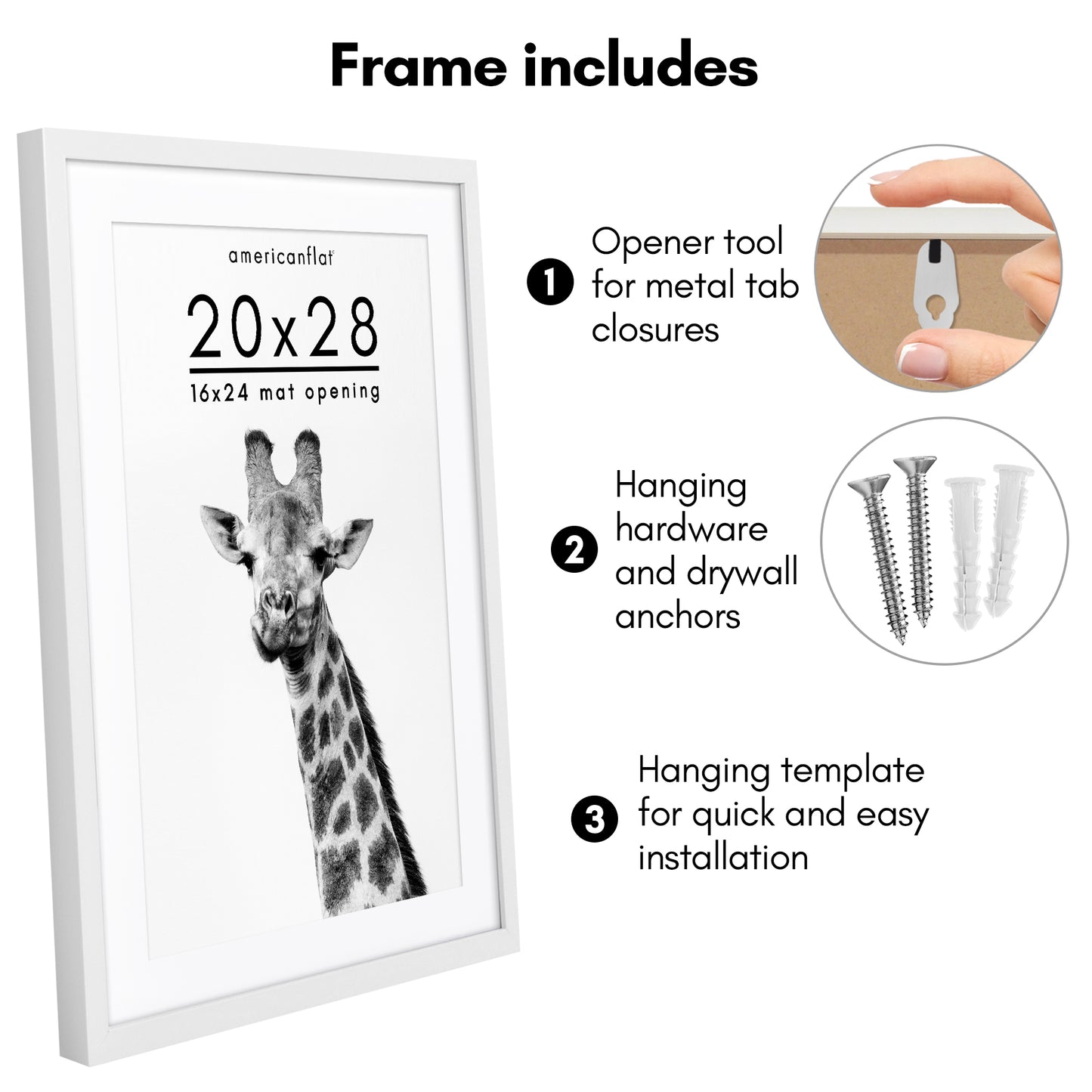 Picture Frame | Gallery Style | With Mat | Protective Glass | Wall Art Display