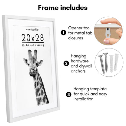 Picture Frame | Gallery Style | With Mat | Protective Glass | Wall Art Display