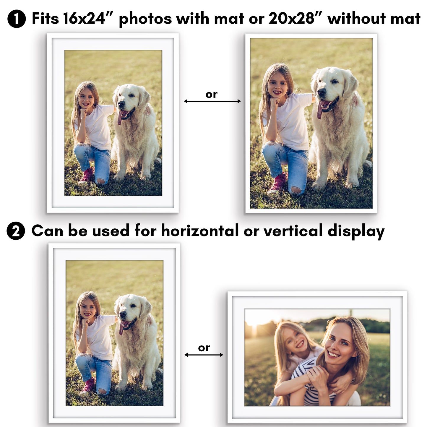 Picture Frame | Gallery Style | With Mat | Protective Glass | Wall Art Display