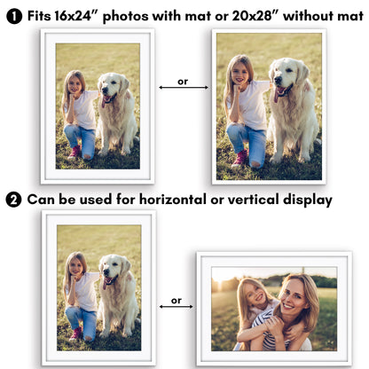 Picture Frame | Gallery Style | With Mat | Protective Glass | Wall Art Display