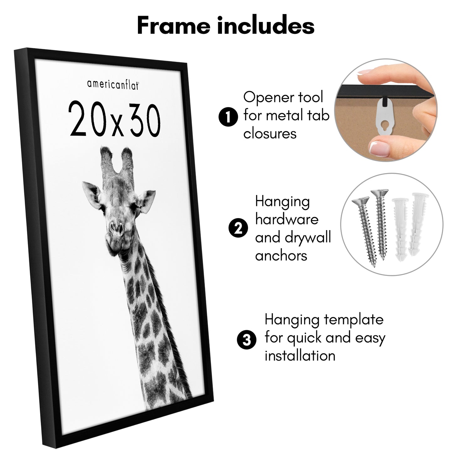 Deep Molding Picture Frame | Americanflat | No Mat | Modern - Premium Quality